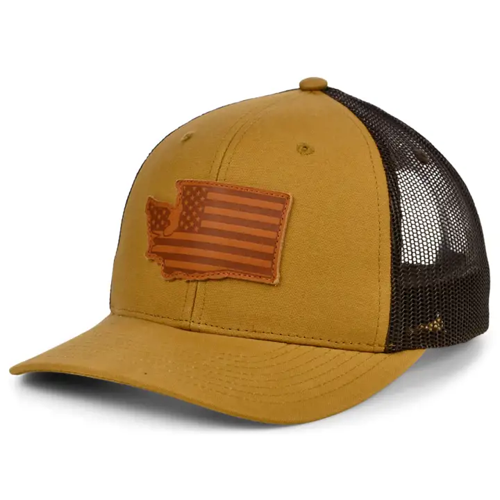 WASHINGTON TN Toile Cuir USA Filet Trucker TAN