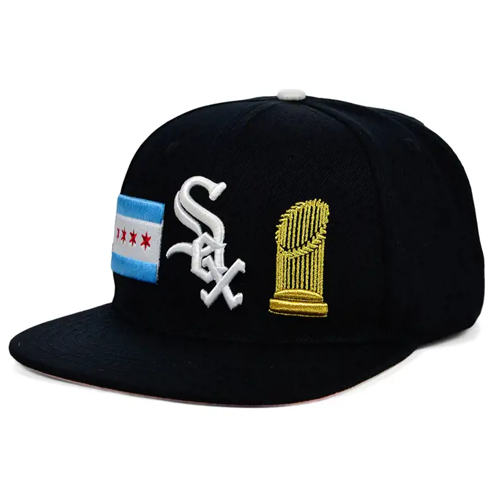 Casquette à visière plate MLB Double Logo Chicago White Sox noire et rose