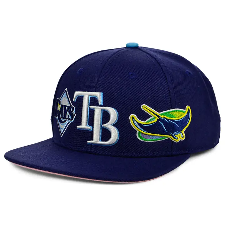 Casquette Snapback Logo Double Ville MLB Tampa Bay Rays BLEU MARINE/ROSE