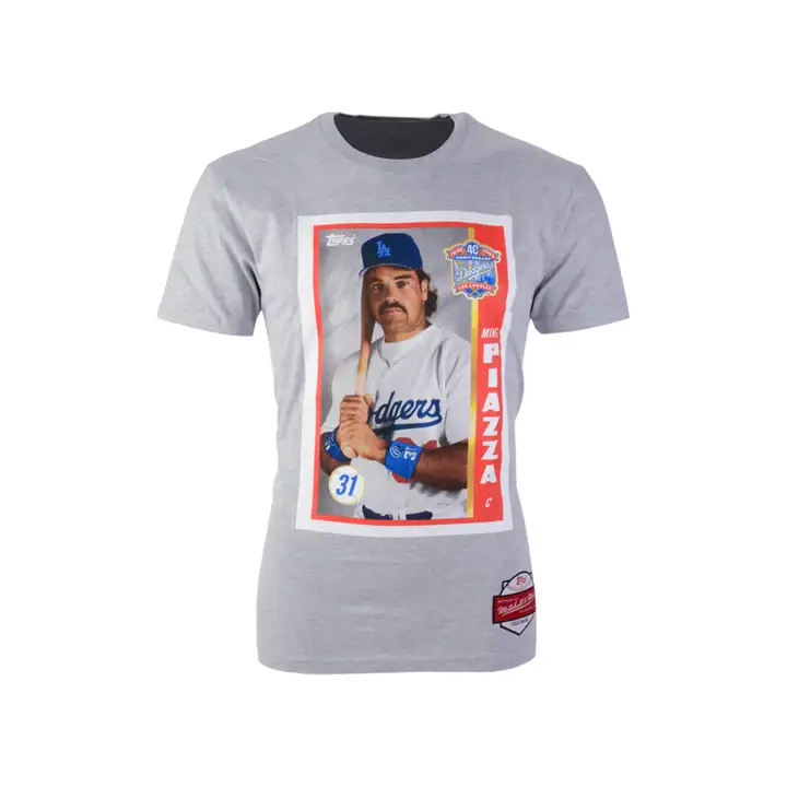 T-shirt vintage DODGERS MLB Coop Stargazing Mike Piazza gris