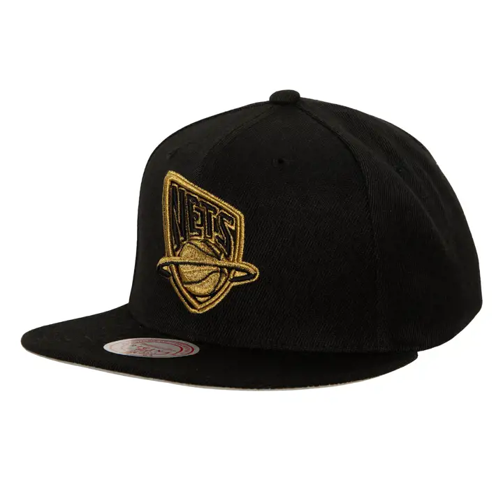 New Jersey Nets NBA Casquette Snapback Noir Or Métallisé noir/noir/gris