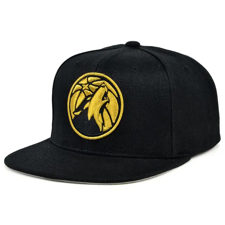 Casquette snapback Minnesota Timberwolves NBA noire et dorée métallique
