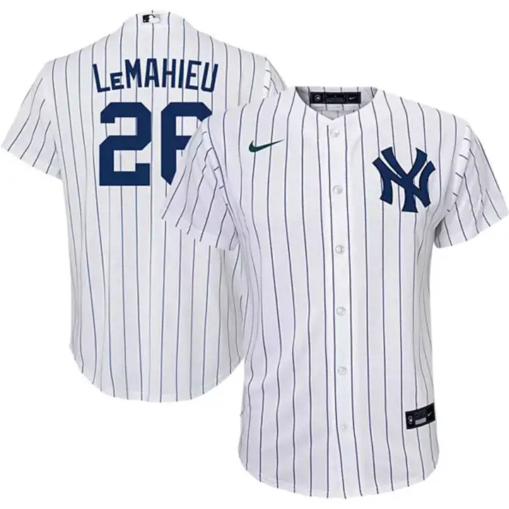 Maillot officiel de joueur DJ LeMahieu des Yankees de la MLB pour jeune, blanc