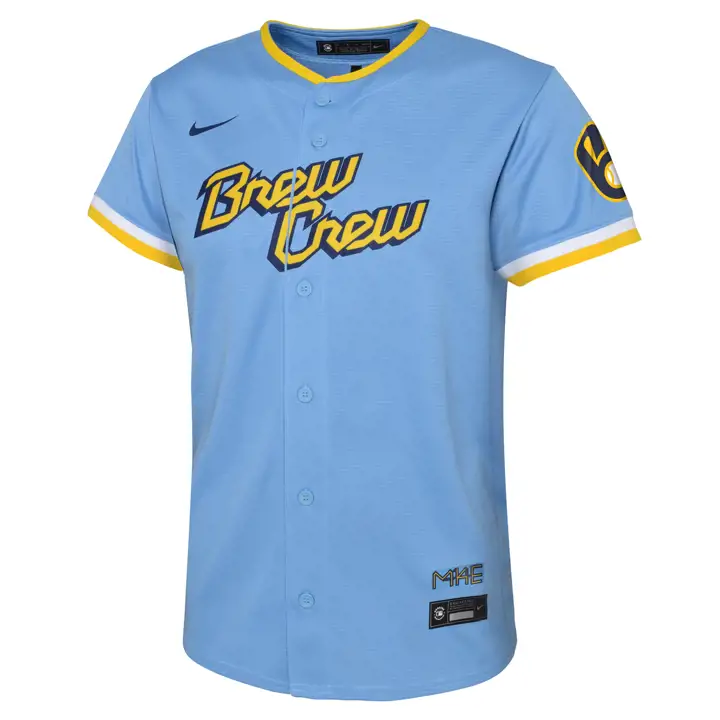 Maillot de joueur MLB Milwaukee Brewers City Connect pour jeune lbl/g