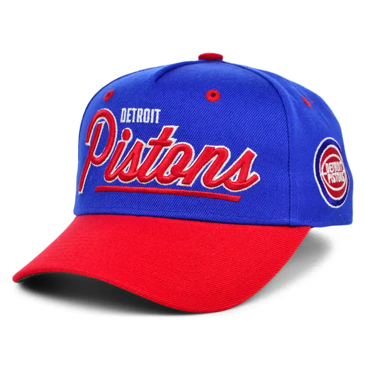 Casquette préincurvée Detroit Pistons NBA YTH Retro Script bleu/rouge