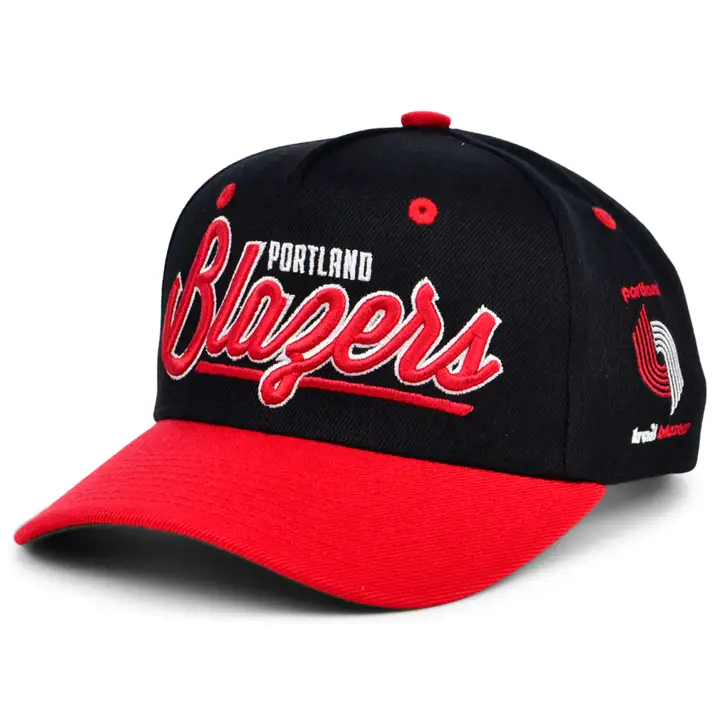 Casquette pré-courbée rétro script Portland Trail Blazers NBA YOUTH noire/rouge