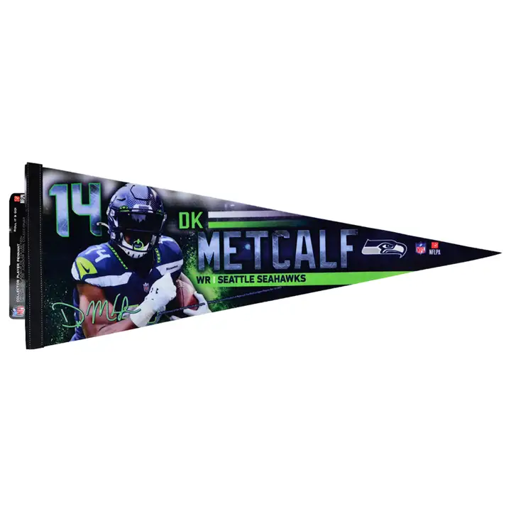 "Drapeau décoratif premium Seattle Seahawks 12"x30" – Joueur D.K. Metcalf"