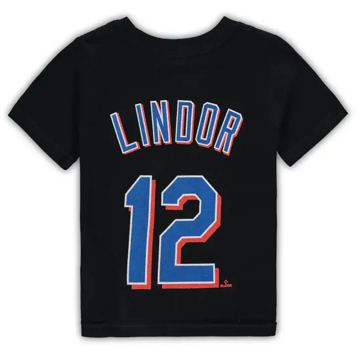 T-shirt de joueur N&N MLB des Mets de New York pour enfant Francisco Lindor NOIR