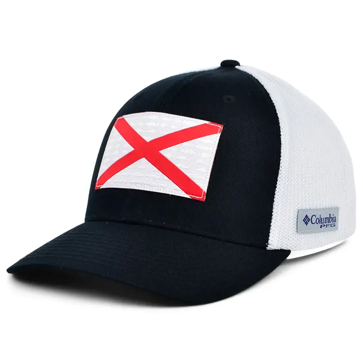 Casquette Alabama PFG Fish State Flag en maille noir/blanc
