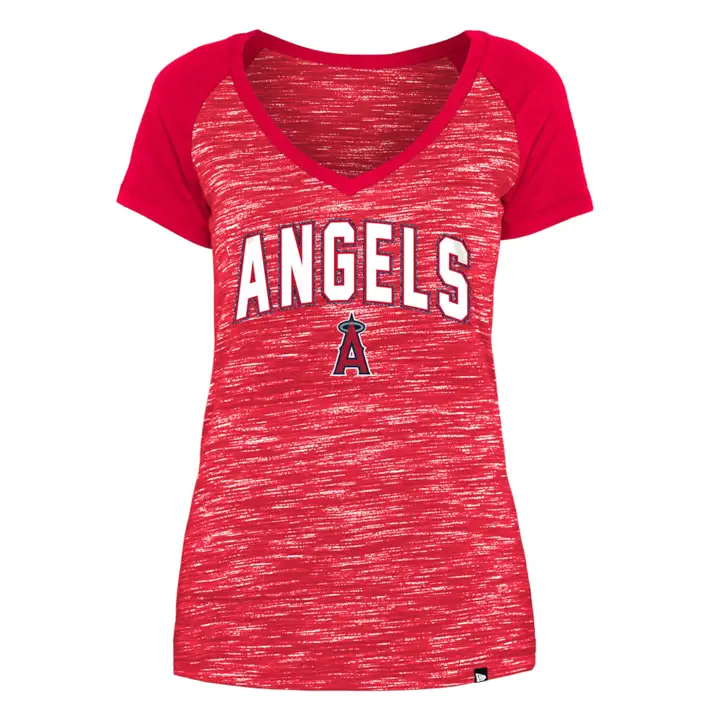 T-shirt Femme MLB Anaheim Angels Rouge 22 Dévoré inversé