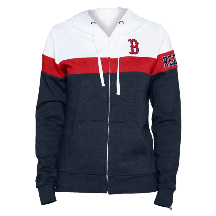 BOSTON RED SOX MLB Sweat à capuche zippé contrasté pour femme 22 MARINE