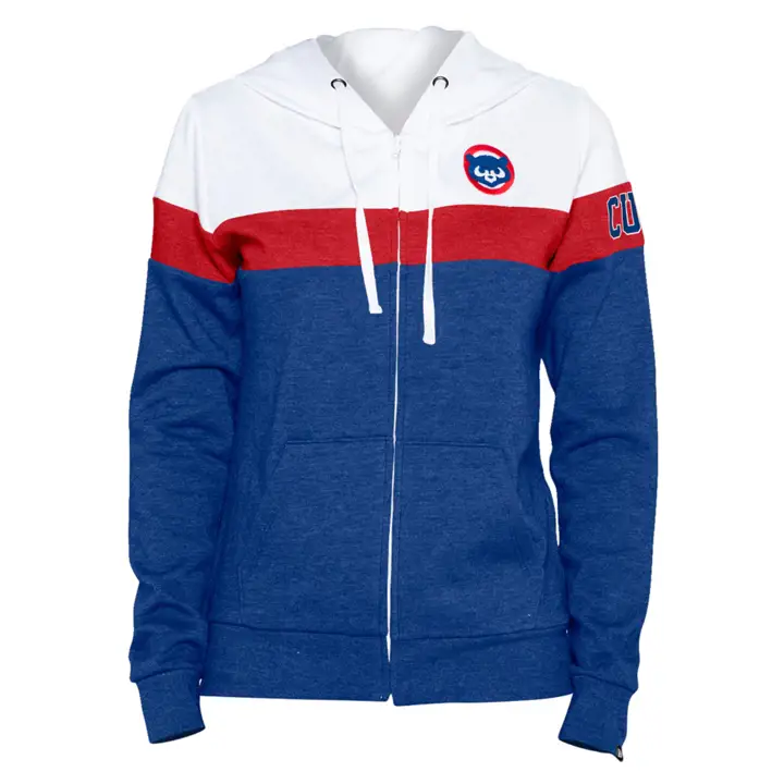 CHICAGO CUBS MLB Sweat à Capuche Zippé Femme Contrasté 22 BLEU