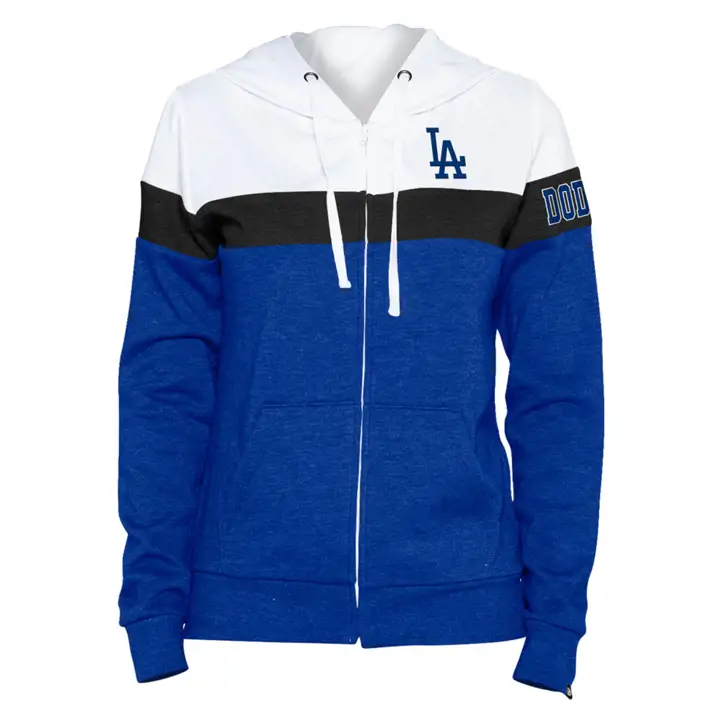 LOS ANGELES DODGERS MLB Sweat à capuche zippé contrasté pour femme 22 BL