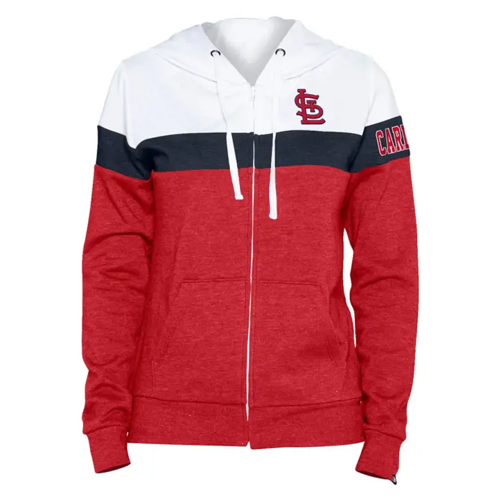 ST. LOUIS CARDINALS MLB Sweat à capuche zippé contrasté pour femme 22 RE
