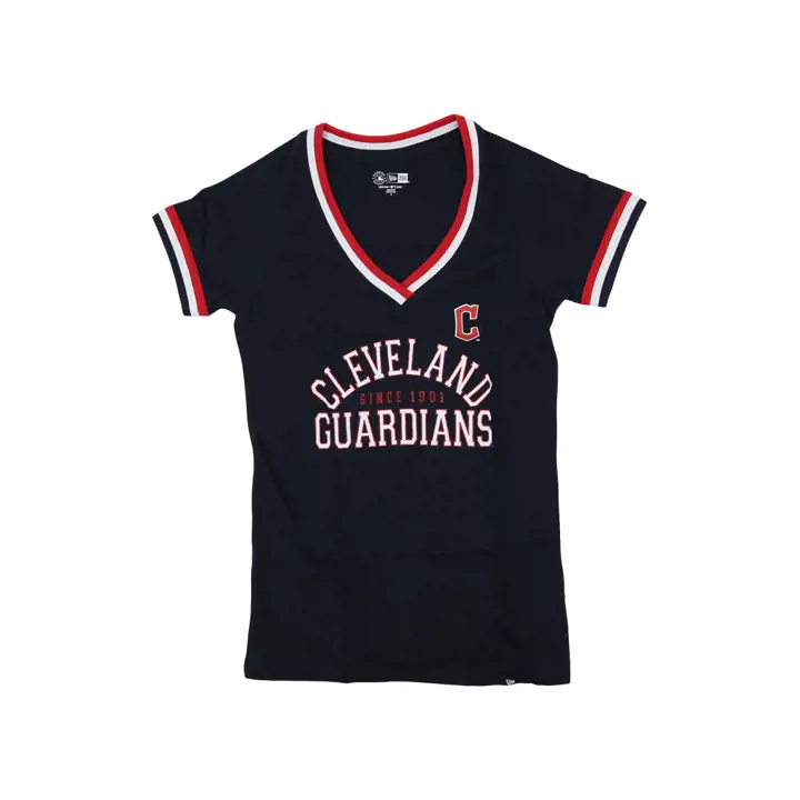 T-shirt Cleveland Guardians MLB pour femme avec liseré contrastant 22 BLEU