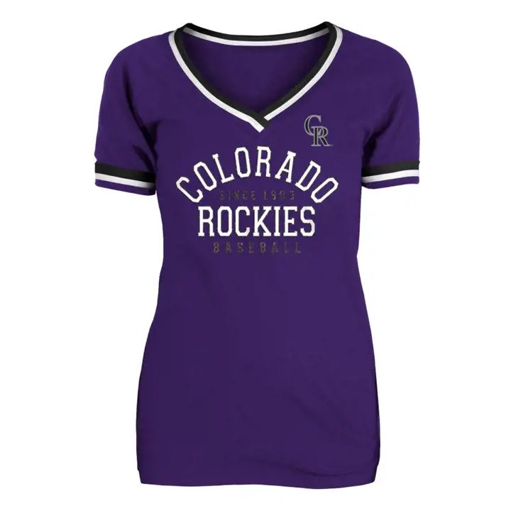COLORADO ROCKIES MLB T-shirt Femme à Biais Contrasté 22 VIO