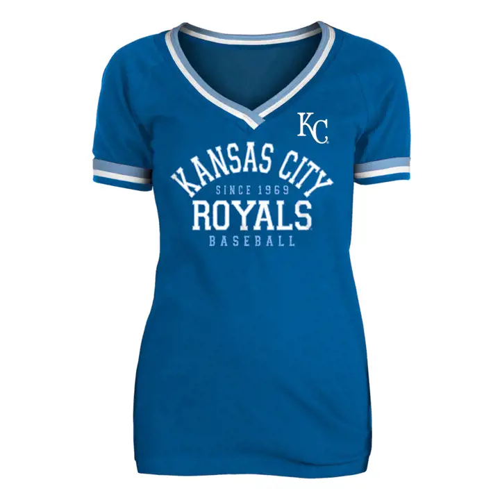 T-shirt Femme MLB Kansas City Royals avec Bande Contrastante 22 Bleu
