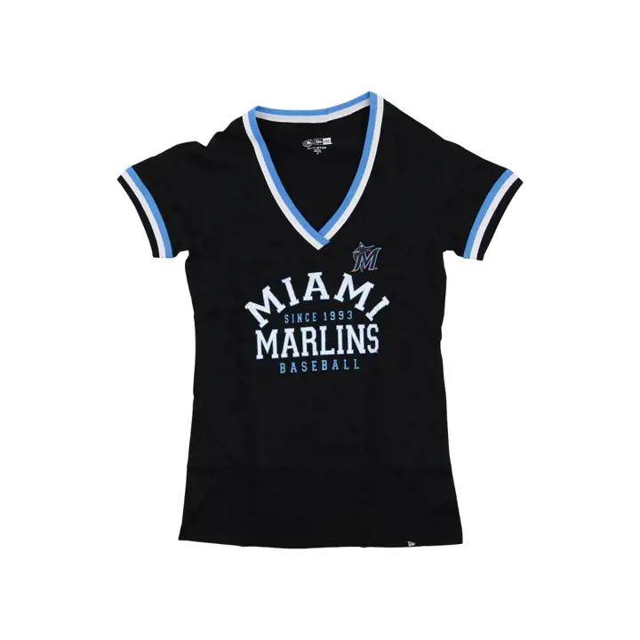 MIAMI MARLINS MLB T-shirt Femme à Bords Contrastés 22 Noir