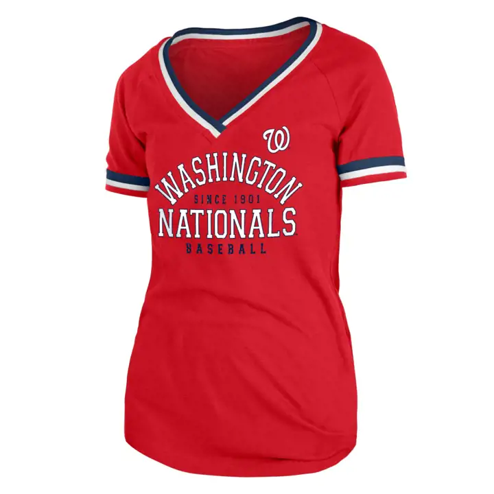 T-shirt femme Washington Nationals MLB à liseré contrastant 22 ROUGE