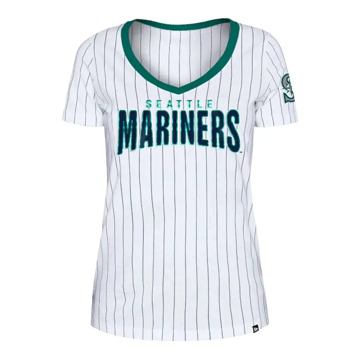 T-shirt femme MLB Seattle Mariners à fines rayures contrastées 22 W