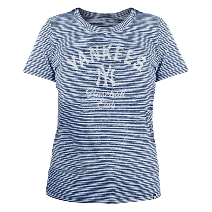 NEW YORK YANKEES MLB T-shirt Femme Rayé Imprimé Espace 22 BLEU