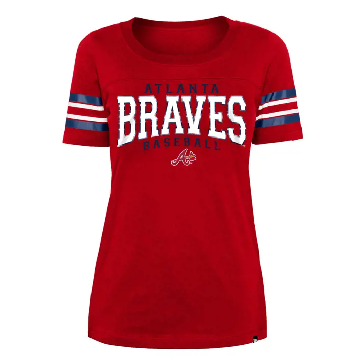 T-shirt rayé à manches courtes pour femme ATLANTA BRAVES MLB 22 ROUGE