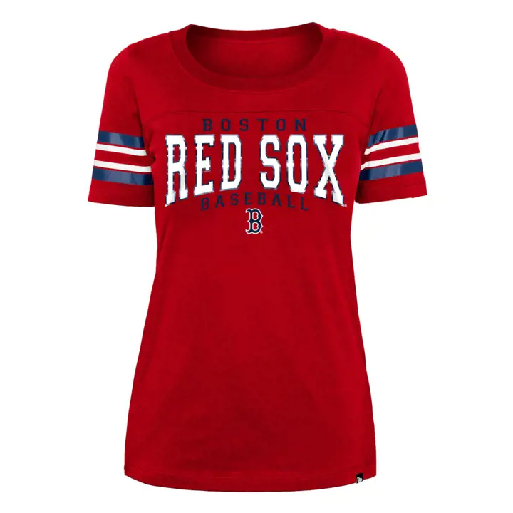 T-shirt court à rayures pour femme Boston Red Sox MLB 22 Rouge