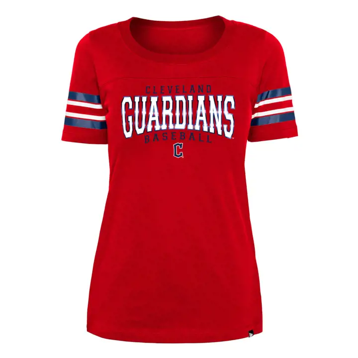 T-shirt rayé à manches courtes Cleveland Guardians MLB pour femme 22 R