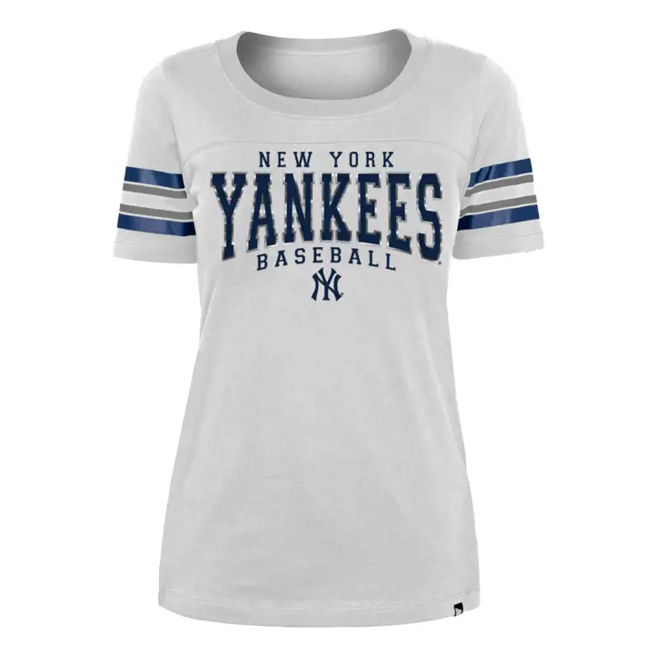 T-shirt court à rayures pour femme NEW YORK YANKEES MLB 22 blanc