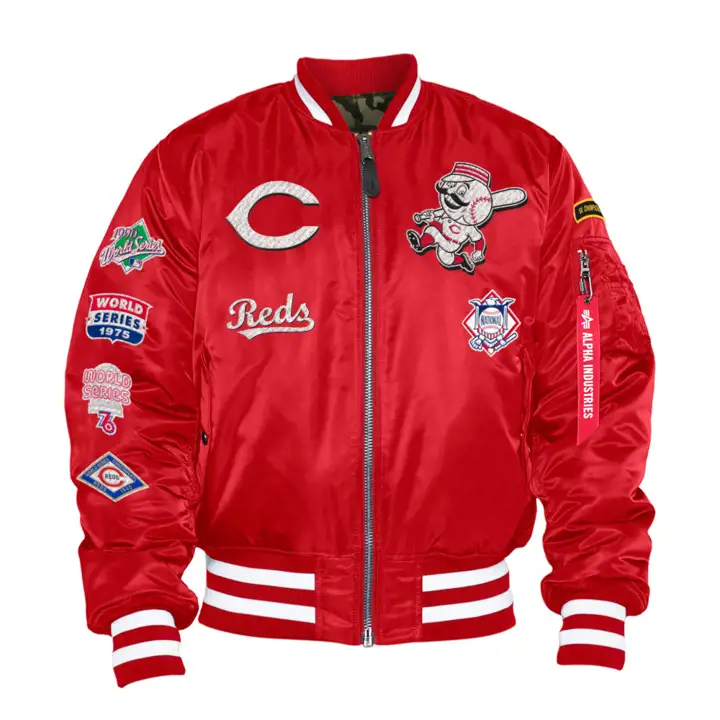Blouson Aviateur MLB ALPHA Cincinnati Reds ROUGE/CAMO