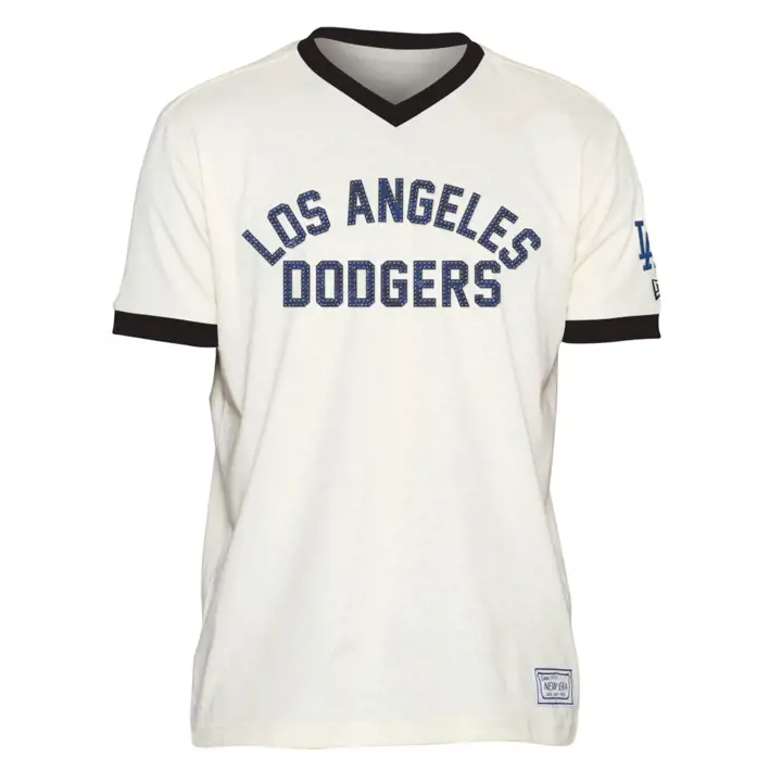 Haut de qualité supérieure à col en V Los Angeles Dodgers MLB NE Ringer WHT/RBL