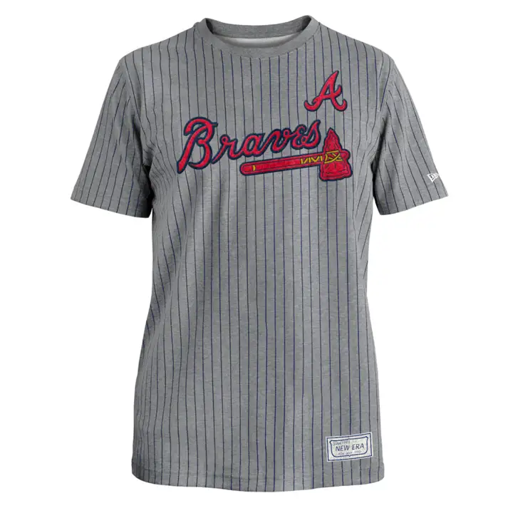 Haut d'équipe à rayures fines rétro II MLB Atlanta Braves de New Era GRY