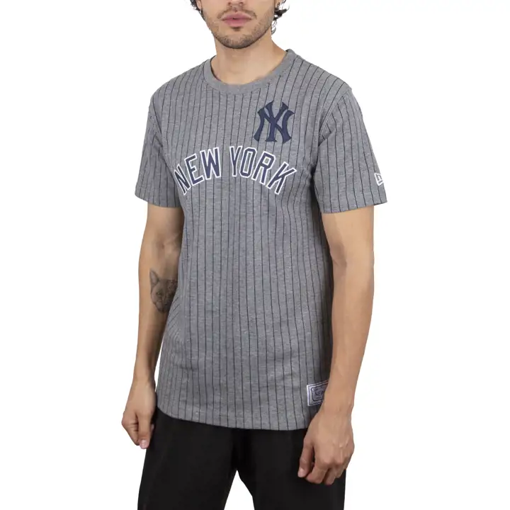 Haut New York Yankees MLB NE Throwback Pinstripe Crew II GRIS
