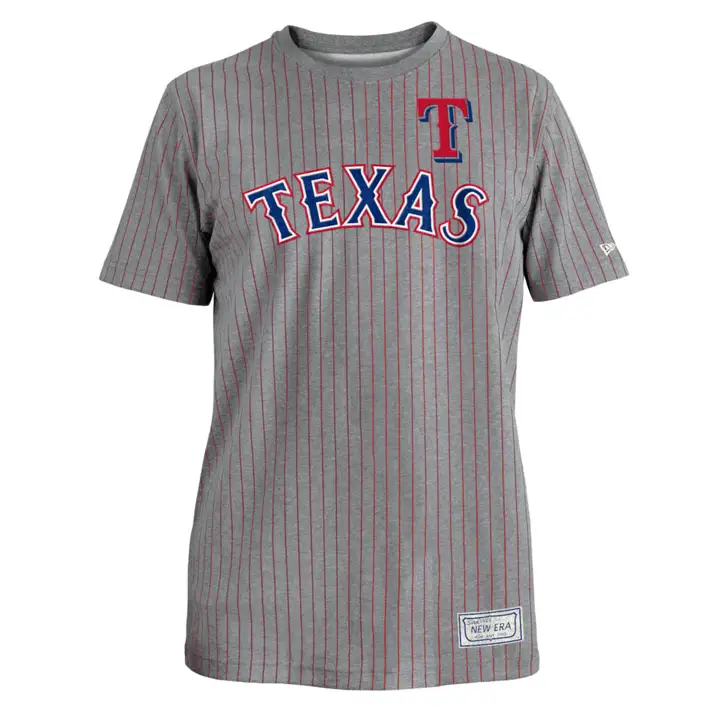 Texas Rangers MLB NE Haut II ras du cou rayé style rétro GRIS
