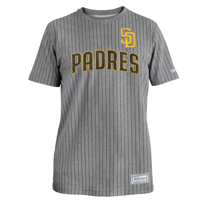 Haut ras du cou San Diego Padres MLB NE Throwback Pinstripe II GRIS