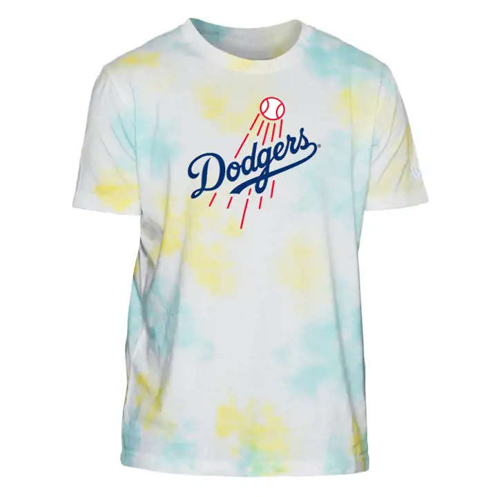 T-shirt Ice Dye Los Angeles Dodgers MLB avec logo NE BLANC/AST