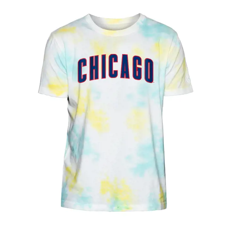 T-shirt Ice Dye Wordmark MLB des Chicago Cubs WHT/AST
