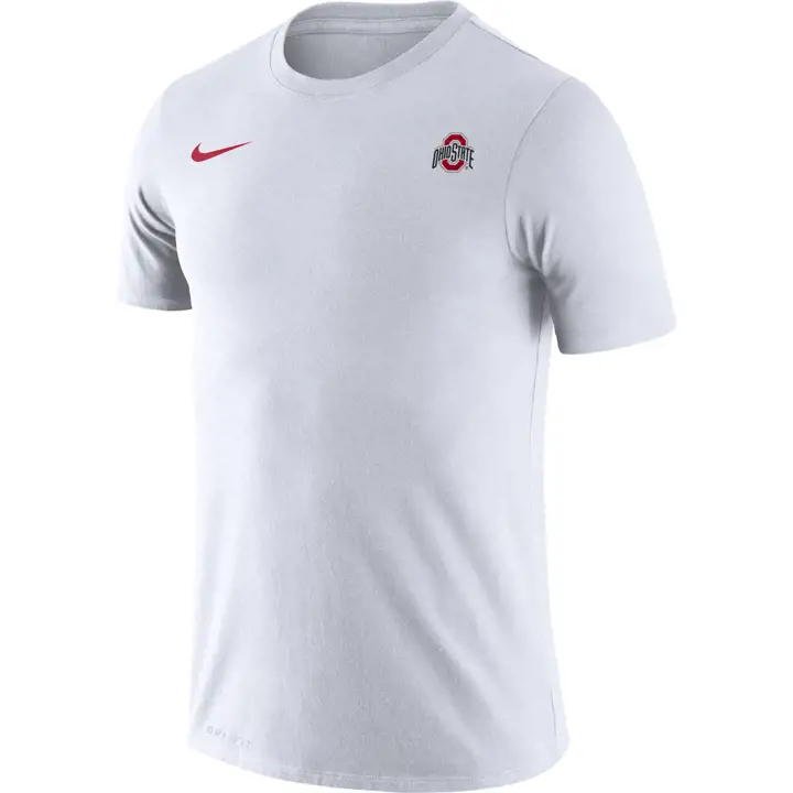 T-shirt Blanc Logo Buckeye de l'Ohio sur la Poitrine Gauche NCAA Légende