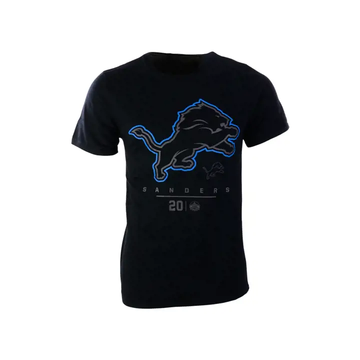 T-shirt joueur de football américain légendaire NFL Detroit Lions Barry Sanders noir