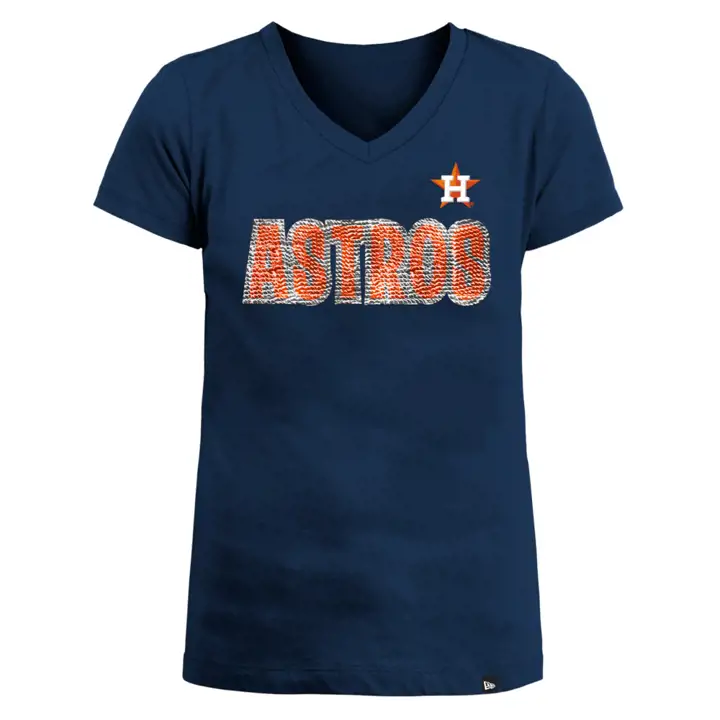 T-shirt Houston Astros MLB NE fille à sequins réversibles 22 marine