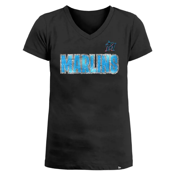 T-shirt à sequins réversibles Miami Marlins MLB NE pour filles 22 blk