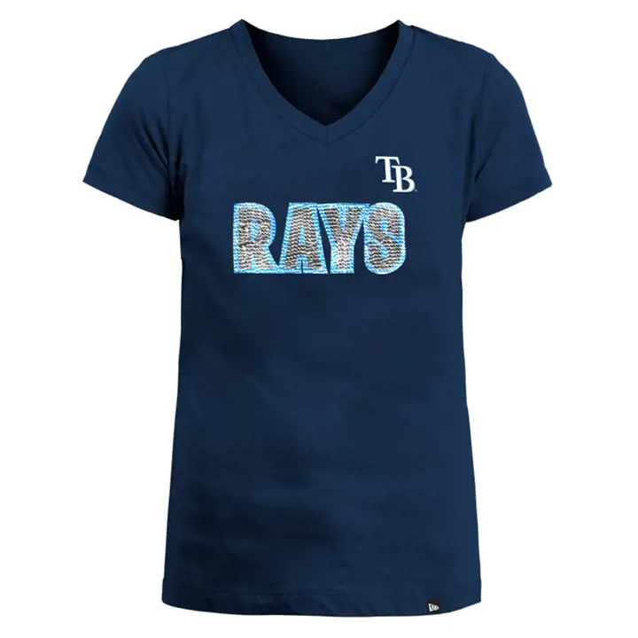 T-shirt à sequins réversibles Tampa Bay Rays MLB NE pour fille 22 ans Marine