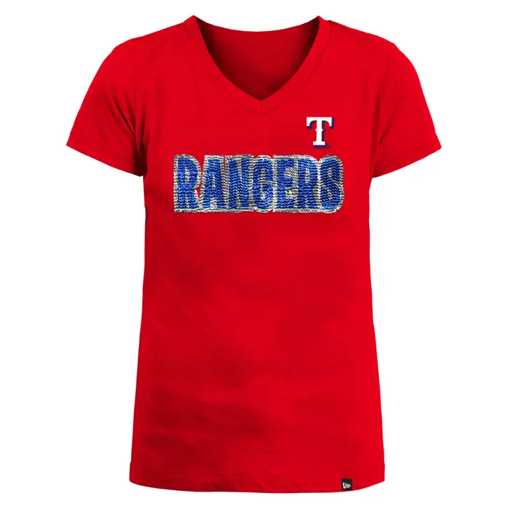 T-shirt à sequins réversibles MLB des Texas Rangers pour fille 22 rbl