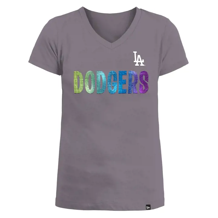 T-shirt à sequins réversibles Los Angeles Dodgers MLB NE pour filles 22 gry