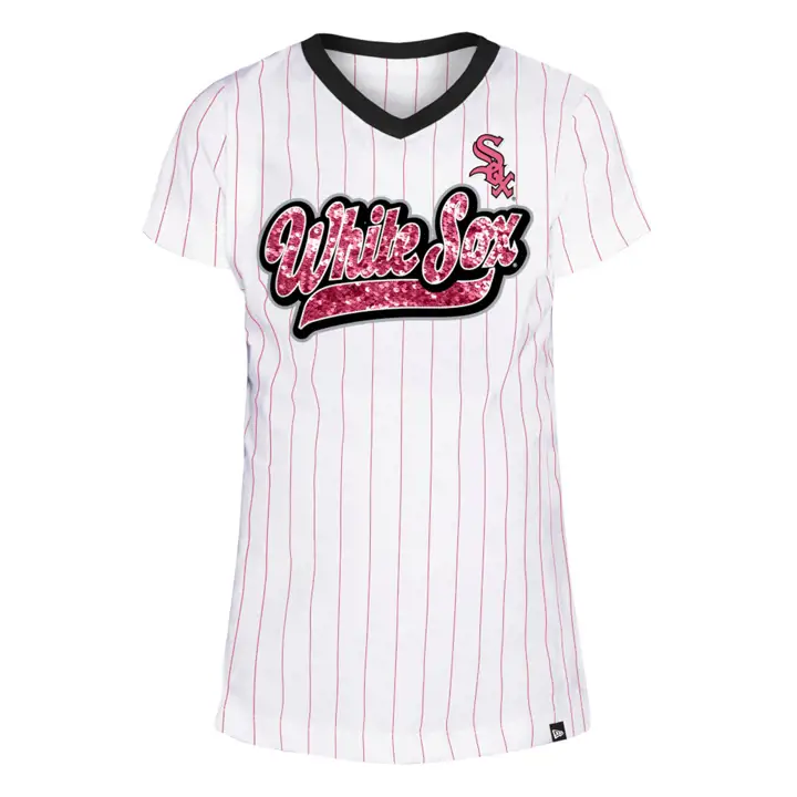 Chicago White Sox MLB NE Fille T-Shirt Rayures Paillettes 22 p