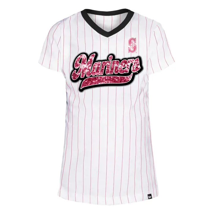 Seattle Mariners MLB NE Fille T-Shirt Rayures Paillettes 22 pn