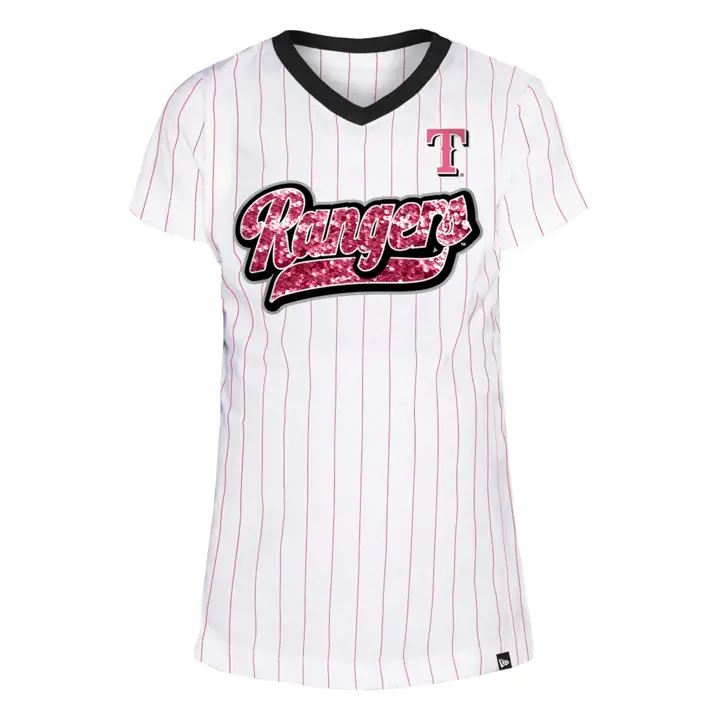 T-shirt à Paillettes Rayé Filles Texas Rangers MLB NE 22 rose