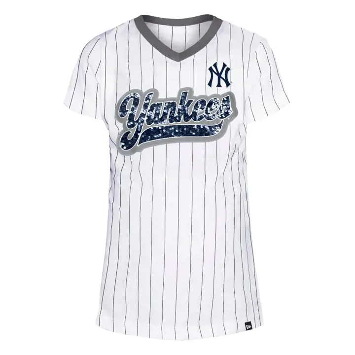 T-shirt New York Yankees MLB NE Fille Rayures et Paillettes 22 Na
