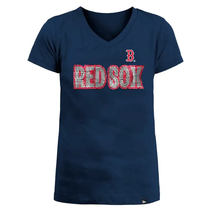 Boston Red Sox MLB NE Fille T-Shirt Paillettes Réversibles 22 Marine
