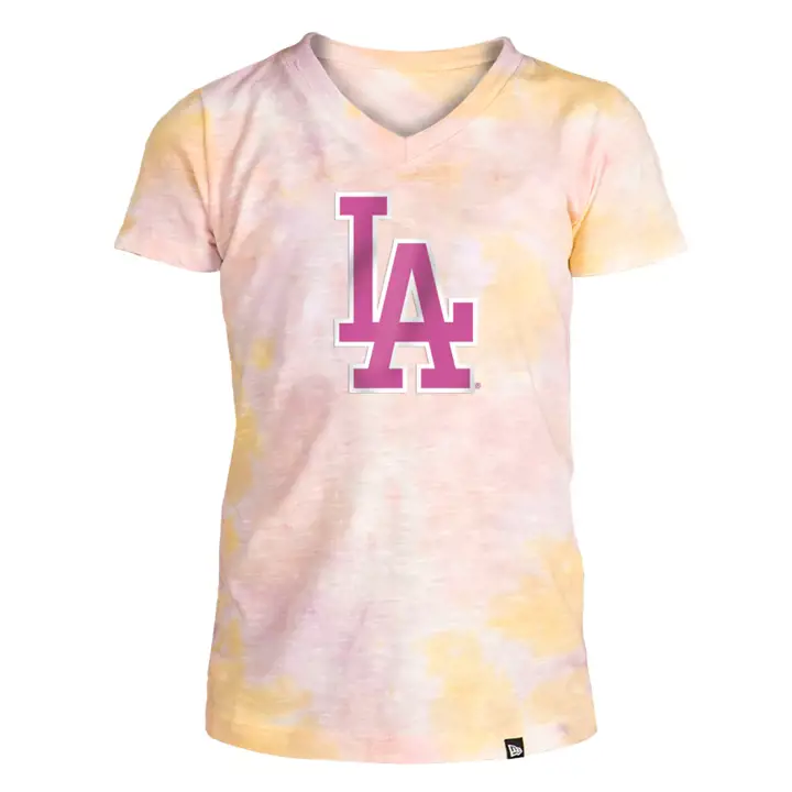 T-shirt fille Los Angeles Dodgers MLB NE Slub Tie Dye 22 rose
